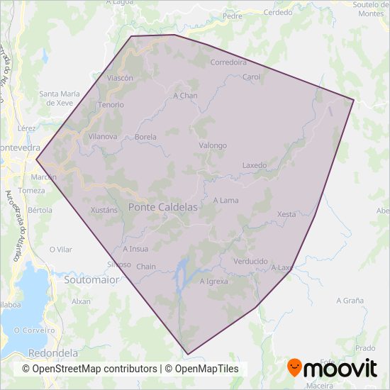 Mapa del área de cobertura de Autocares García Castro