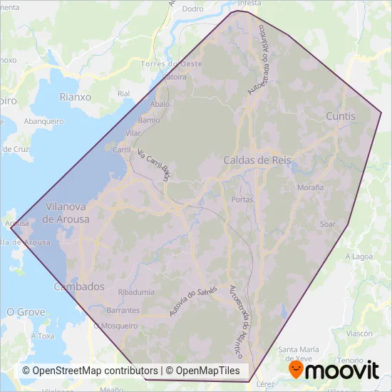 Autocares Abalo coverage area map