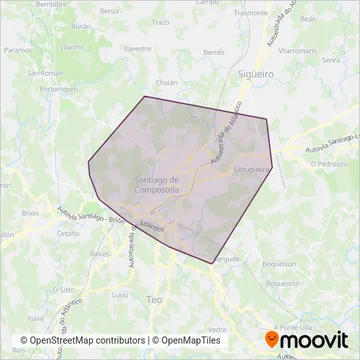 TUSSA - Transporte urbano de Santiago coverage area map