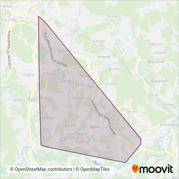 Empresa Seoane - Monbus coverage area map