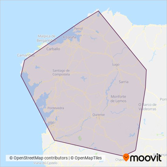 Mapa del área de cobertura de Monbus