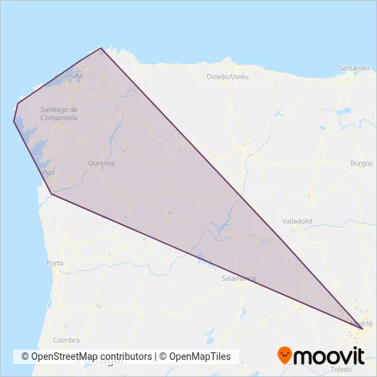 Mapa del área de cobertura de Monbus