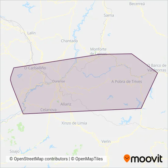 Autocares Sánchez coverage area map