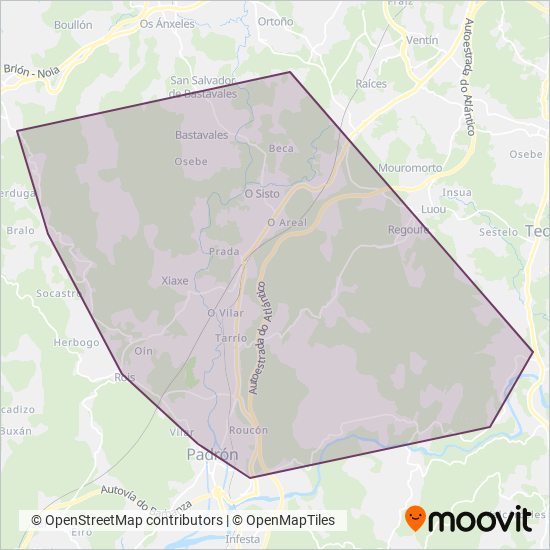 Cobertura del mapa de Autocares Bustelo