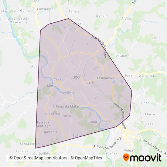 Cobertura del mapa de Urbanos de Lugo (Monbus)
