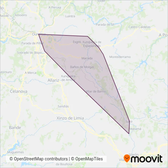 Mapa del área de cobertura de UTE XG602 (Socitransa | Monbus | Autos González)