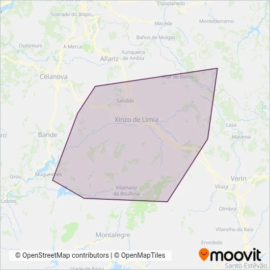 Mapa del área de cobertura de UTE XG611 (Socitransa - Monbus - Autocares Reza)