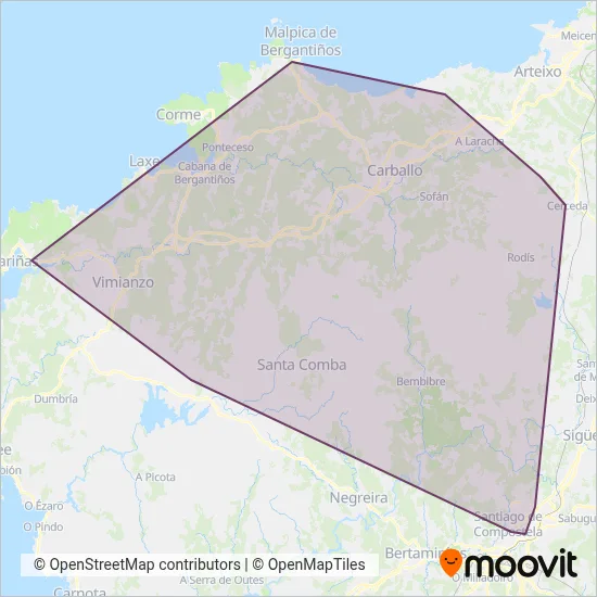 Mapa del área de cobertura de UTE Galicia XG-811