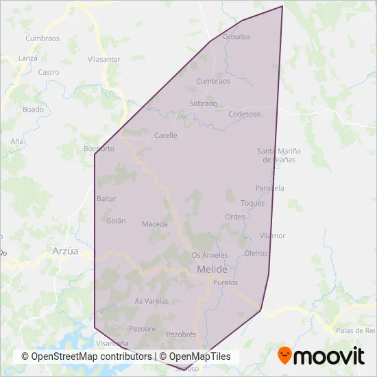 Mapa del área de cobertura de Autos Puntero
