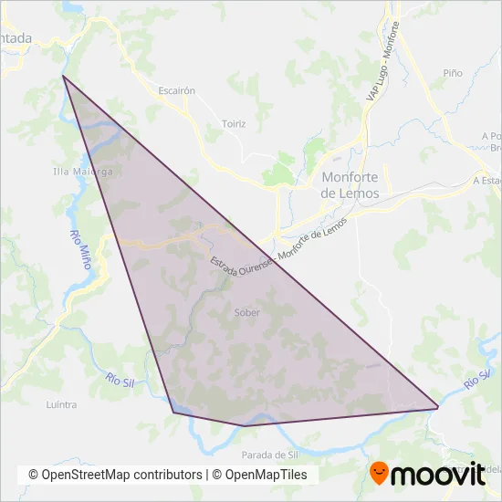 Mapa del área de cobertura de Catamaran da Ribeira Sacra (Ferry)