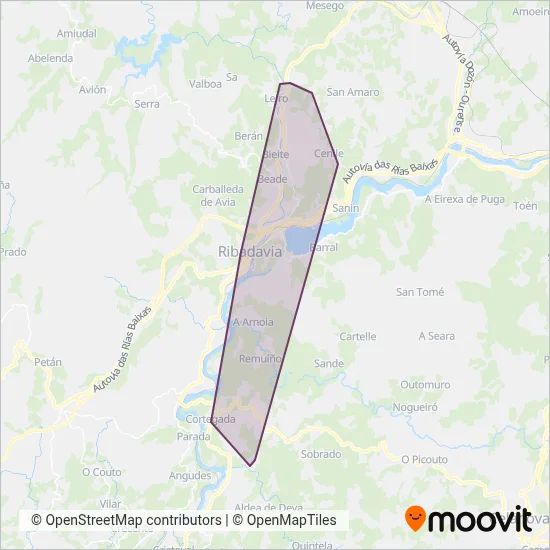 Mapa del área de cobertura de UTE XG705