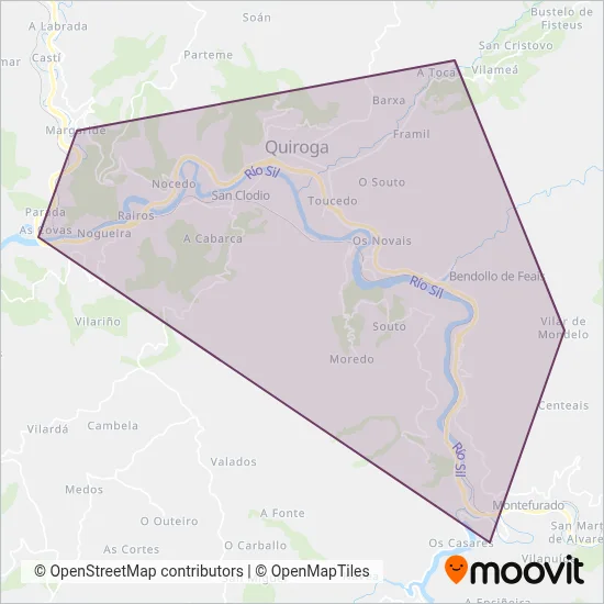 Mapa del área de cobertura de UTE XG717 (Aguas de Incio, S.A. e Empresa Luber, S.L.)