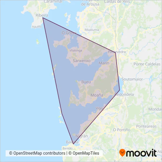 Mapa del área de cobertura de Mar de Ons