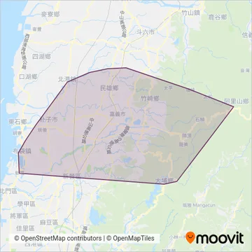 Chiayi County Bus Service Administration coverage area map
