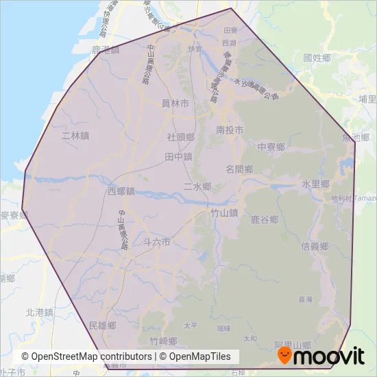 Yuan-Lin Bus coverage area map