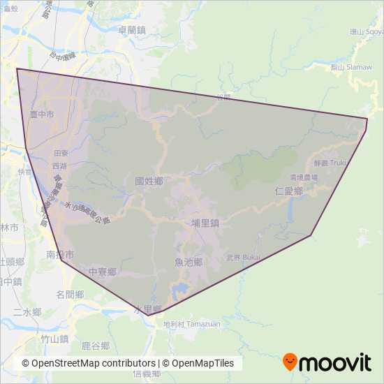 南投客運 Nantou Bus Co., Ltd. coverage area map