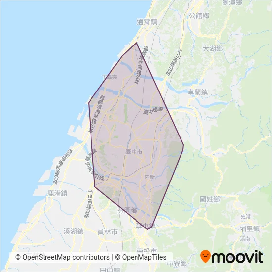 Taichung Bus coverage area map