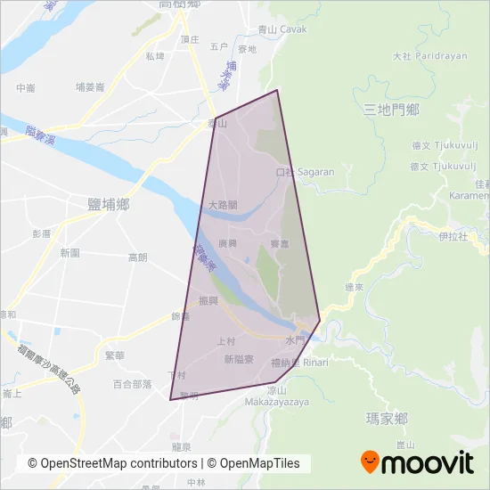 Sandimen Township Office, Pingtung County coverage area map