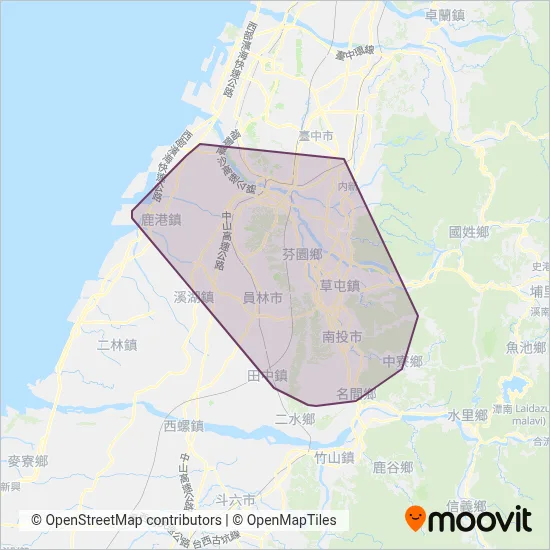 Changhua Bus coverage area map