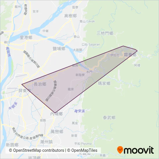 屏東縣霧臺鄉公所 coverage area map