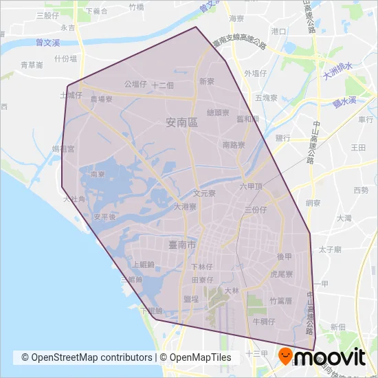 統聯客運(台南) coverage area map