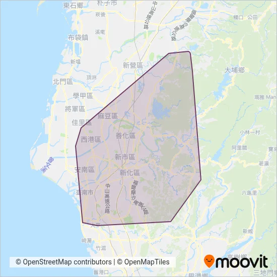 中華衛星台南車隊 coverage area map