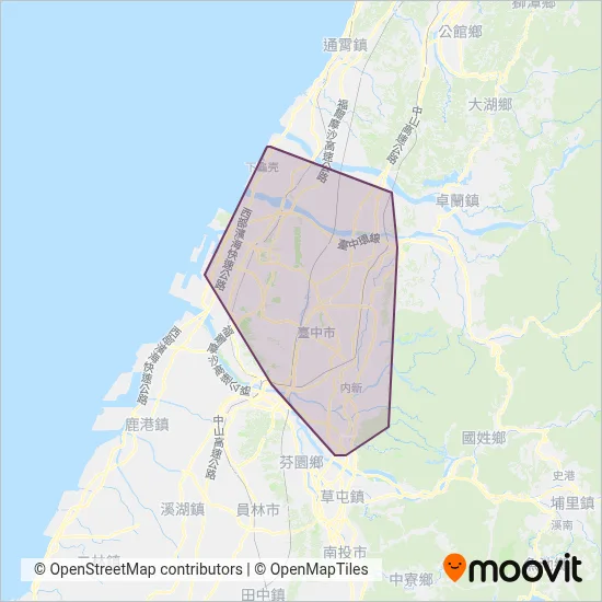 聯營-中台灣客運-統聯客運 coverage area map