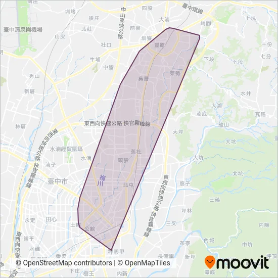 聯營-台中客運-全航客運-豐原客運 coverage area map