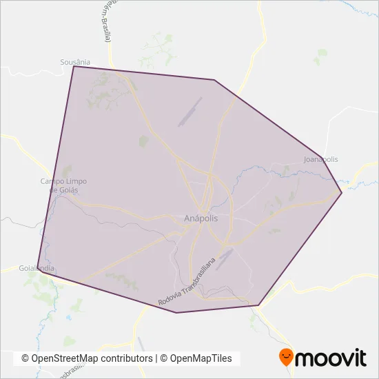 Mapa da área de cobertura da URBAN