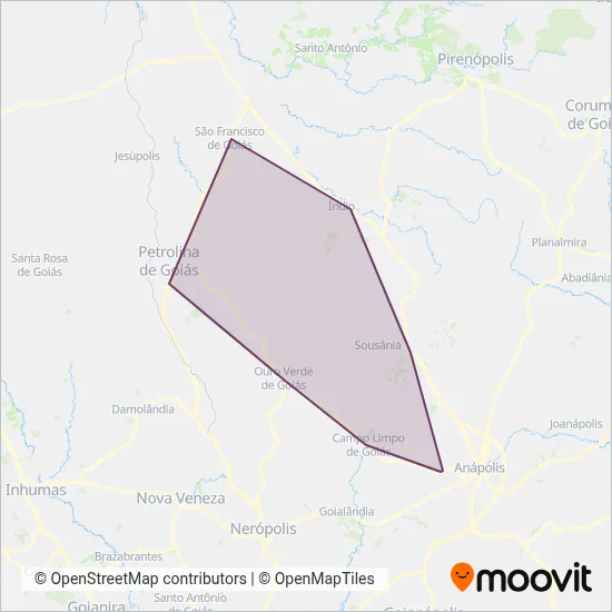 Rapido Goias - Linhas Semiurbanas coverage area map