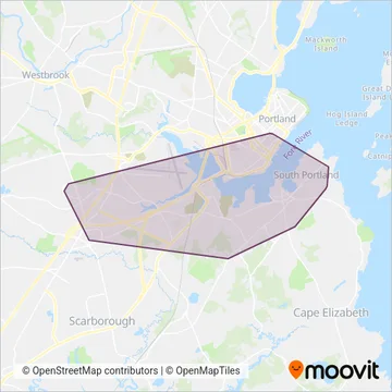 South Portland Bus coverage area map