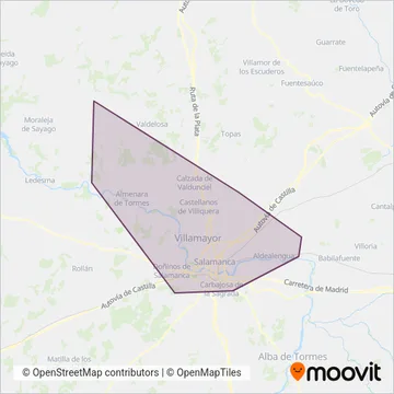Autobuses Salmantinos (Grupo Avanza) coverage area map
