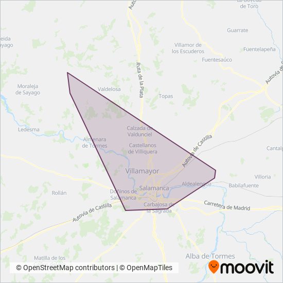 Autobuses Salmantinos coverage area map