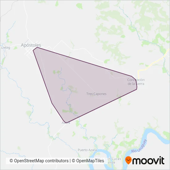Mapa del área de cobertura de Y.H.S.A. - Águila Viajes S.R.L.