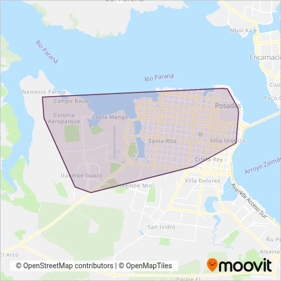 Transporte San José SA coverage area map