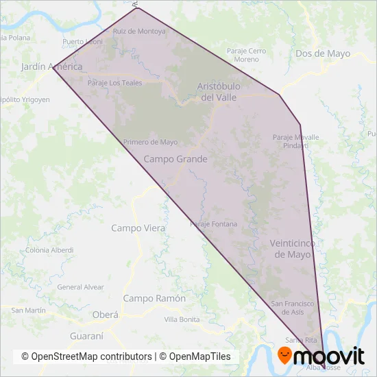 Aristóbulo del Valle S.A. coverage area map