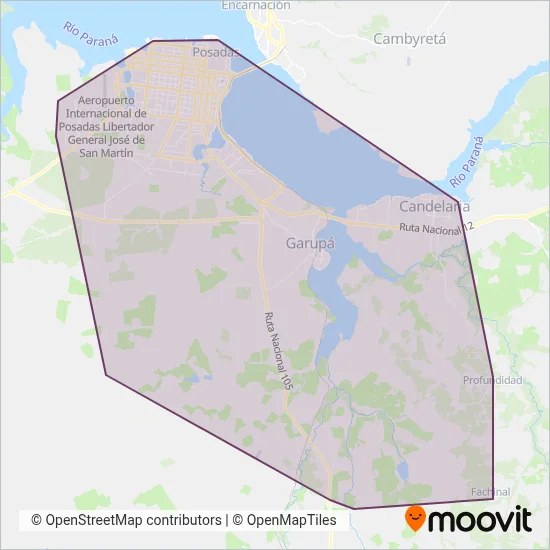 Transporte Integrado Misionero (TIM) coverage area map