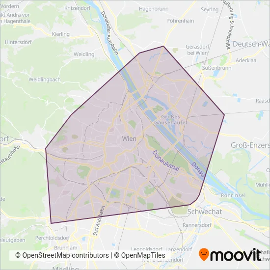 Wiener Linien (Tram) coverage area map