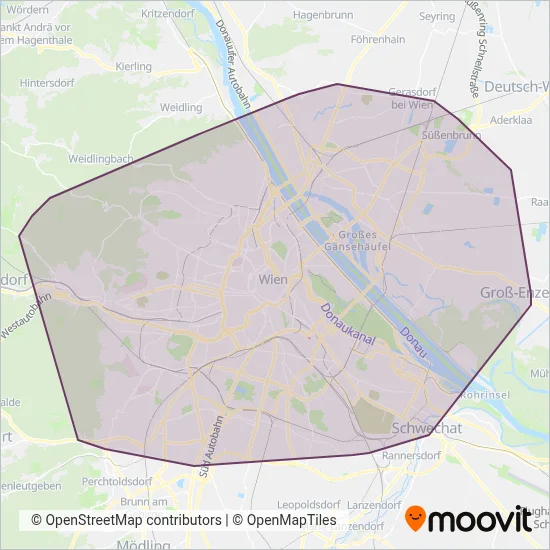 Wiener Linien (Bus) coverage area map
