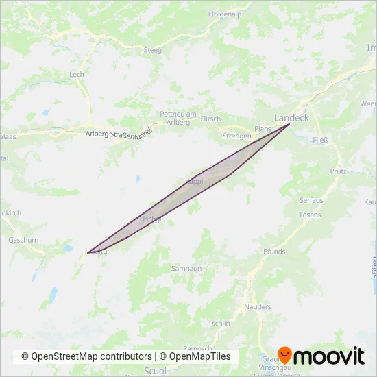 Paznauntaler Verkehrsunternehmen coverage area map