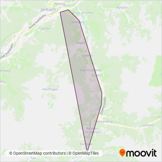Zillertaler Verkehrsbetriebe AG coverage area map