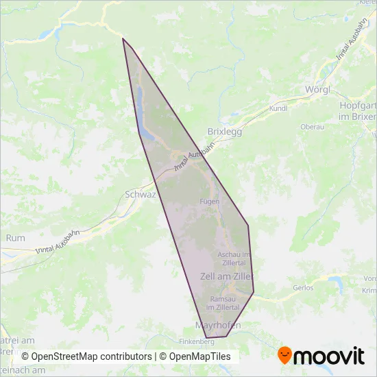 Zillertaler Verkehrsbetriebe AG (Bus) coverage area map