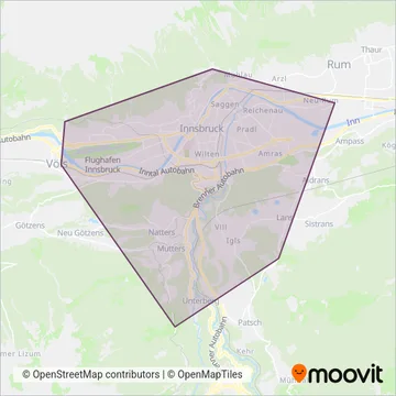 Innsbrucker Verkehrsbetriebe und Stubaitalbahn GmbH (Bus) coverage area map