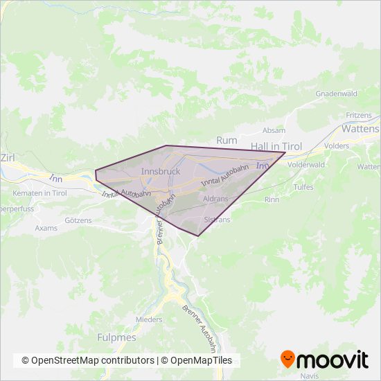 Innsbrucker Verkehrsbetriebe und Stubaitalbahn GmbH coverage area map