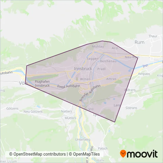IVB und Stubaitalbahn GmbH (Bus) coverage area map