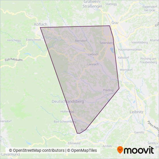 Graz-Köflacher Bahn und Busbetrieb GmbH coverage area map