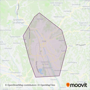 Graz Linien (Bus) coverage area map