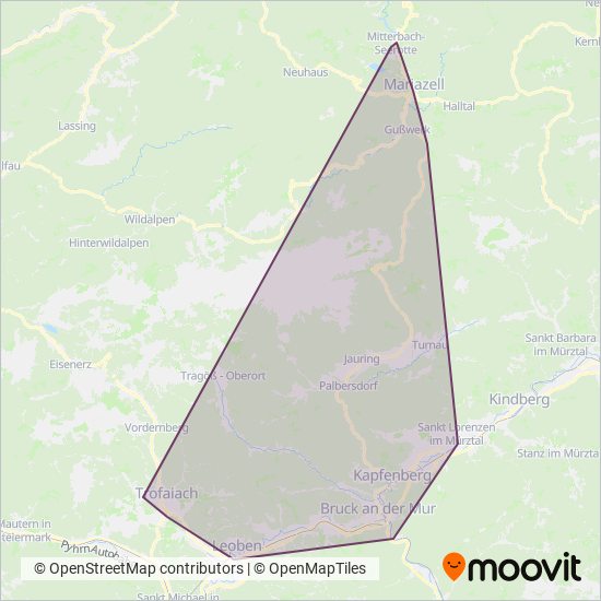 Mürztaler Verkehrsgesellschaft mbH coverage area map