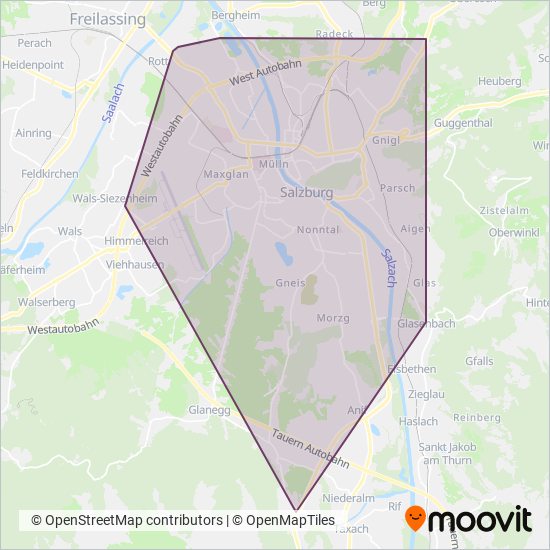 Salzburg AG (OBus) coverage area map