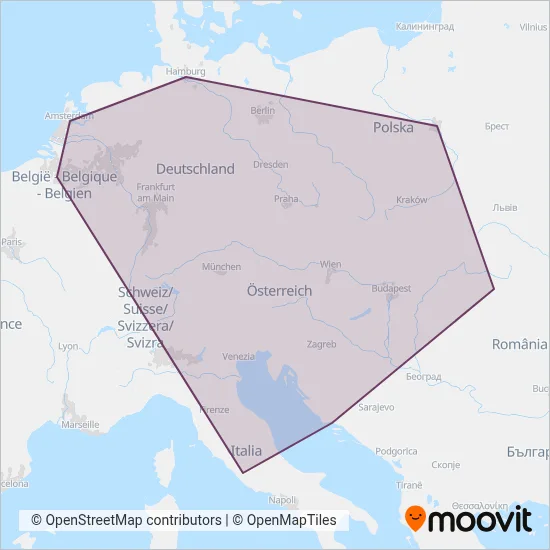 OEBB Personenverkehr AG Kundenservice (Rail) coverage area map